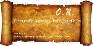 Obrusánszky Mátyás névjegykártya